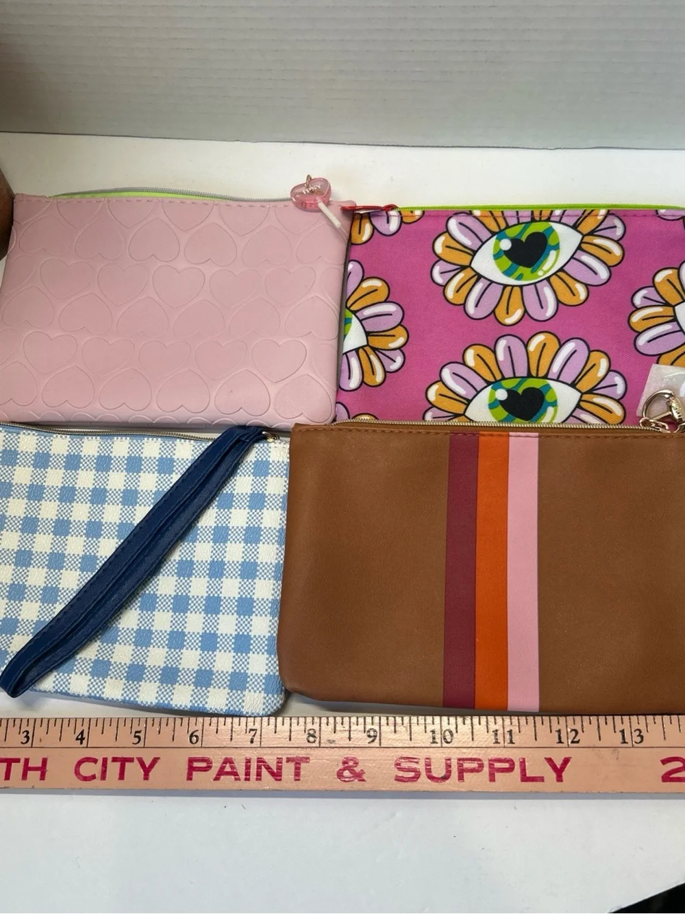 IPSY Makeup Bag Lot of 4 Cosmetic Pouches Wristlet  Travel Organizer Summer Vibe